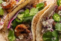Fiery Shrimp Tacos with Cool Cilantro Jalapeno Crema