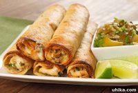 Baked Chicken Flautas with Bright Tomatillo Salsa