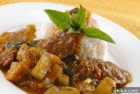 Vibrant Red Curry Beef with Silky Eggplant