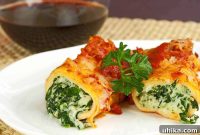 Spinach and Three Cheese Manicotti Bake