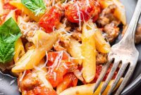 Sausage and Burst Cherry Tomato Pasta