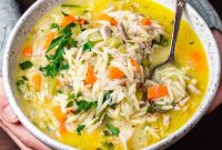 Bright Lemon Chicken Orzo Soup