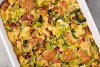 Golden Leek and Bacon Savory Strata