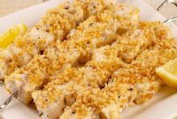 Lemon-Garlic Crusted Swordfish Skewers