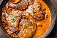 Vintage Flambéed Steak Diane