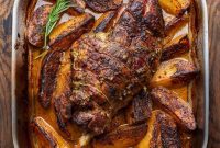 Succulent Greek Slow-Roasted Lamb Leg with Lemon-Herb Potatoes