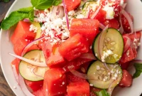 Refreshing Watermelon Feta Cucumber Mint Salad