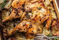 Golden Rosemary Spatchcock Chicken and Crispy Potatoes