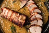 Smoky Bacon-Wrapped Pork Tenderloin with Zesty Mustard