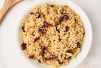 Sweet and Tart Pearl Couscous with Almond Crunch