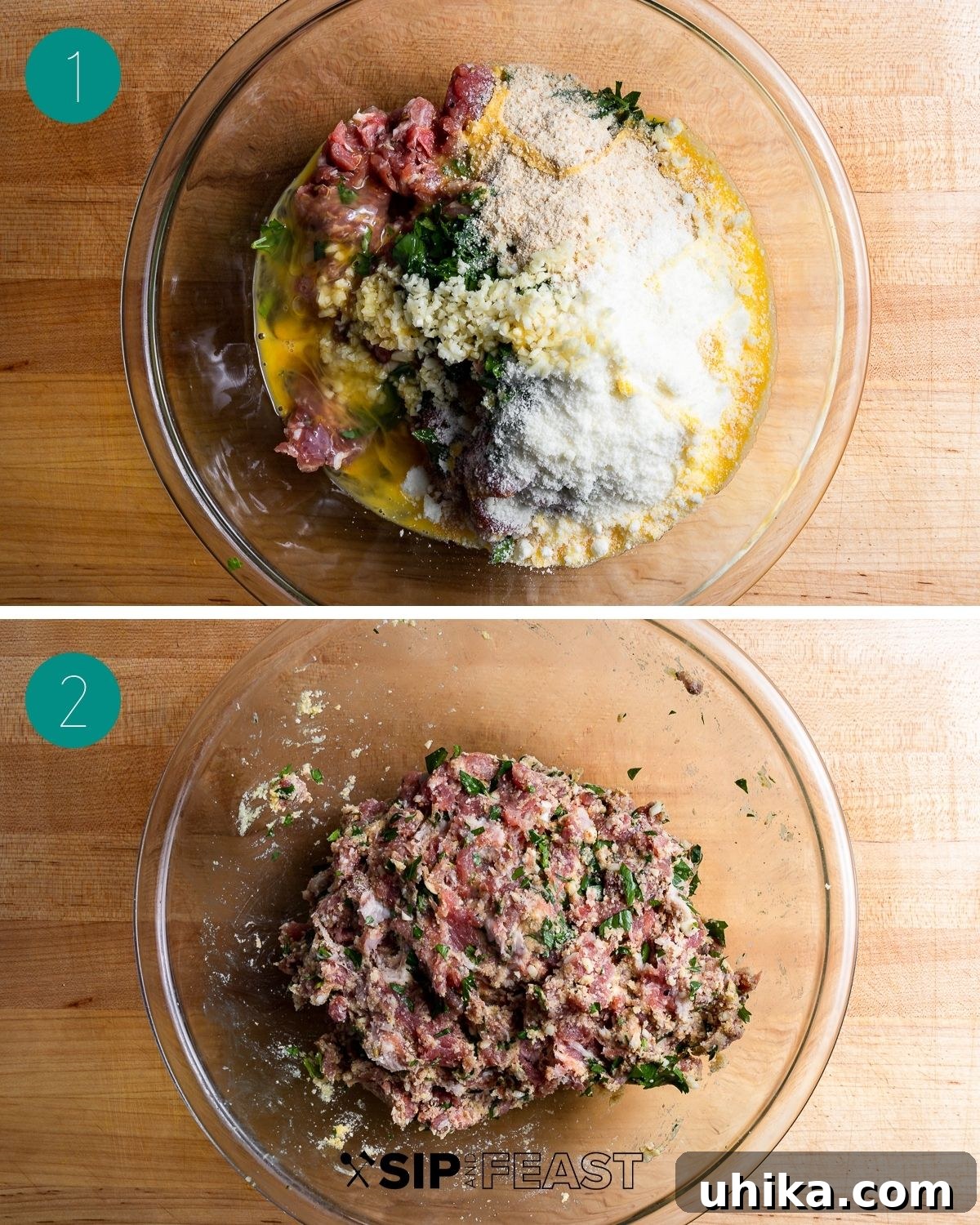 Flavorful Italian Sausage Meatballs 4 Italian sausage meatballs recipe process shot collage group number one.