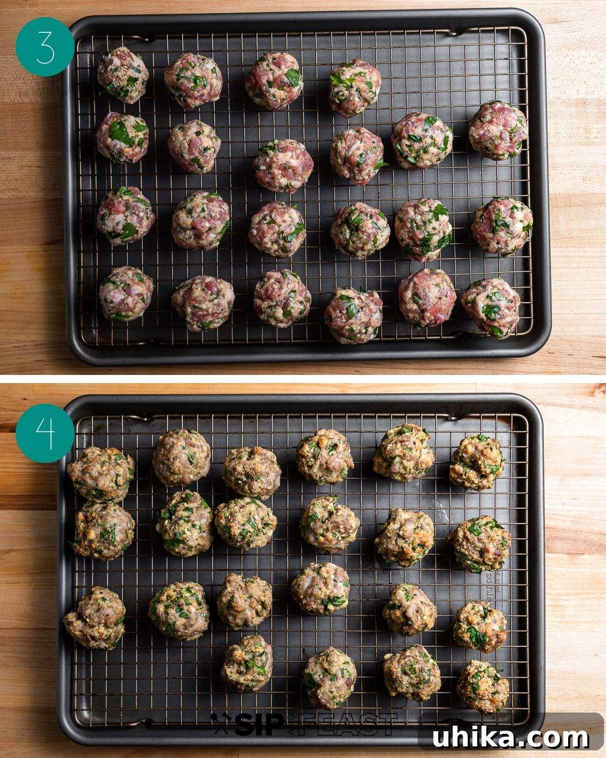 Flavorful Italian Sausage Meatballs 5 Recipe process shot collage group number two.