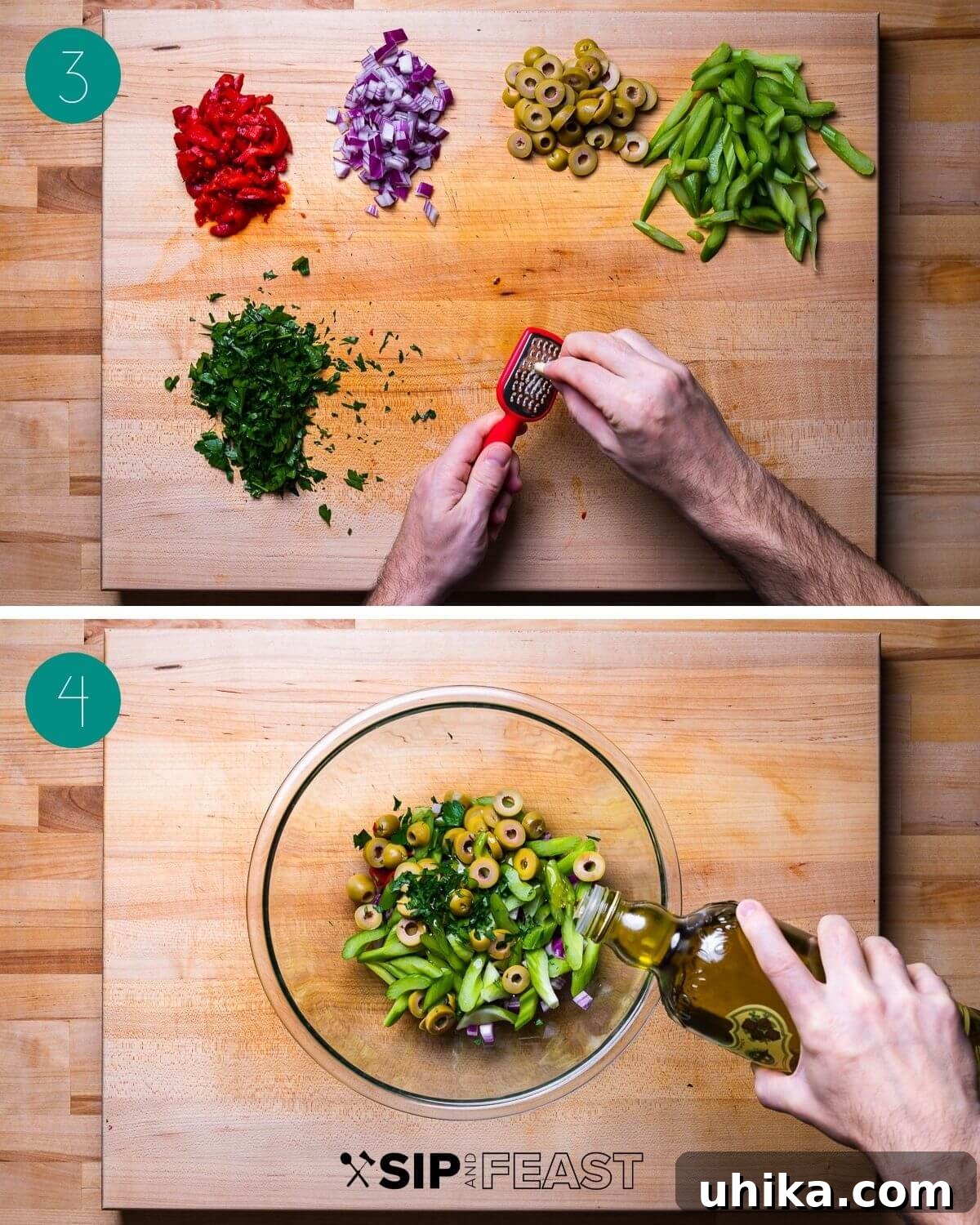 Zesty Italian Calamari Salad 5 Recipe process shot collage group number two.
