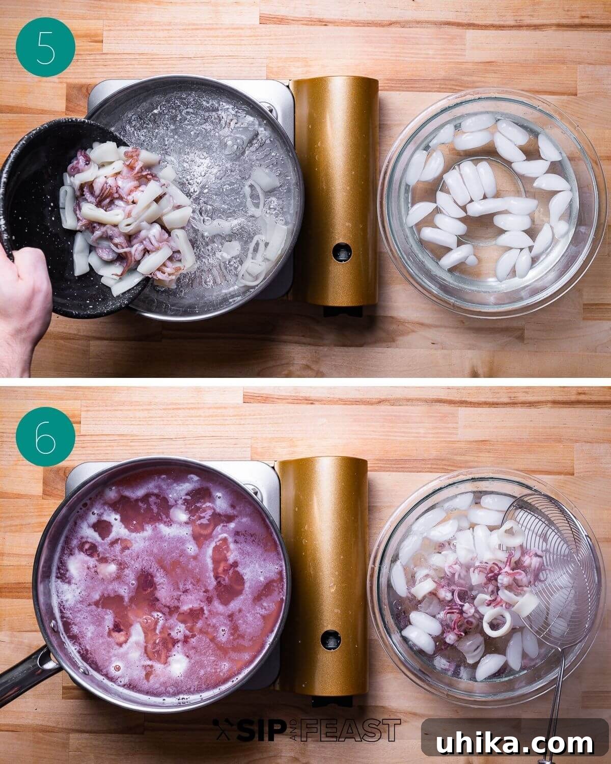 Zesty Italian Calamari Salad 6 Recipe process shot collage group number three.