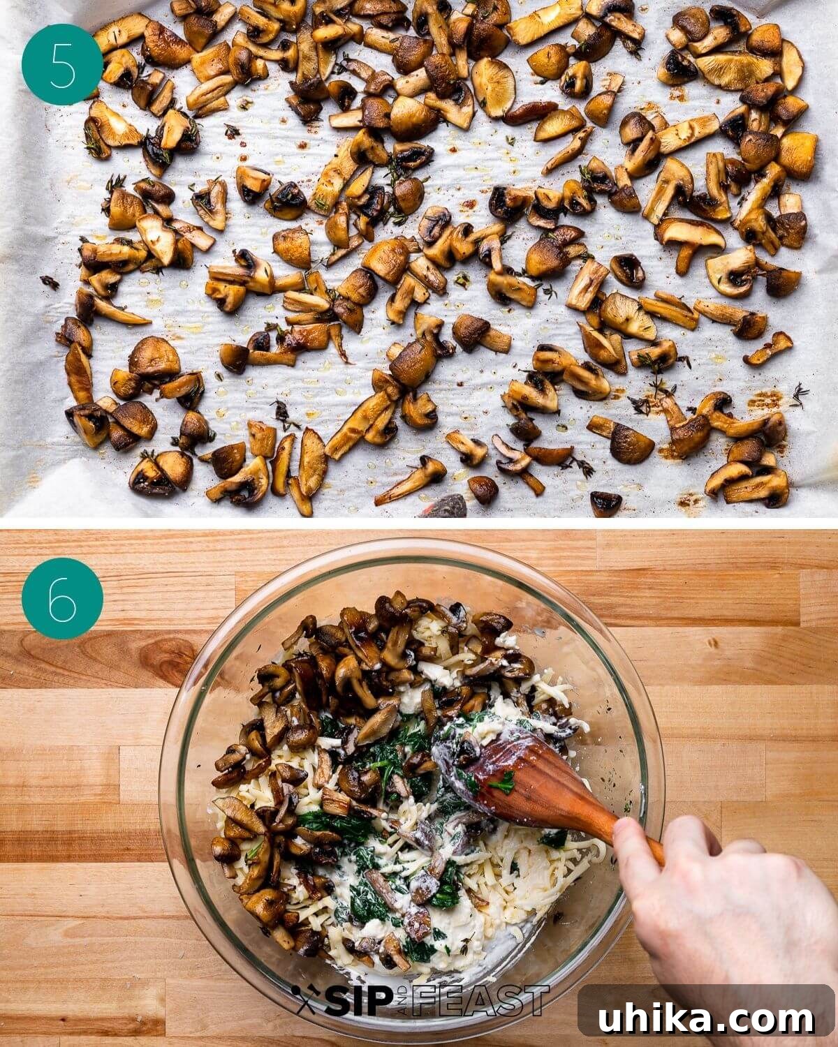 Golden Mushroom Pasta Casserole 6 Recipe process shot collage group number three.