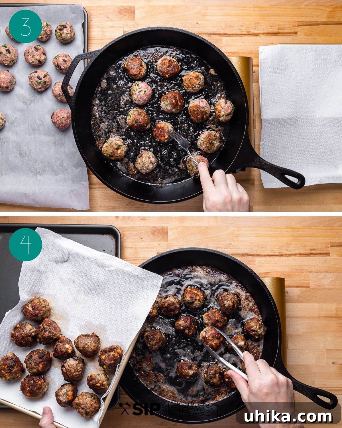 Mama's Sicilian Meatballs 5 Recipe process shot collage group number two.