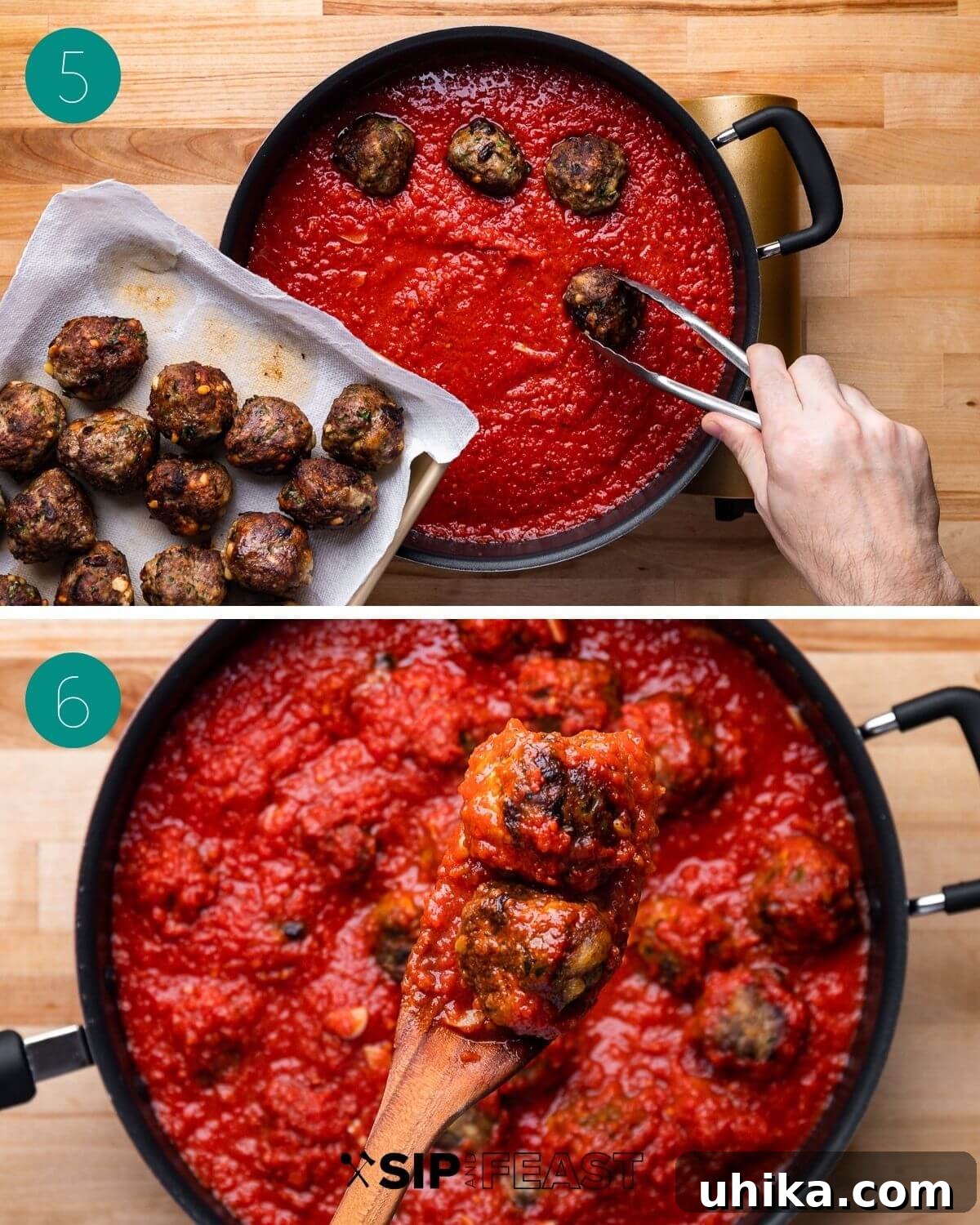 Mama's Sicilian Meatballs 6 Recipe process shot collage group number three.