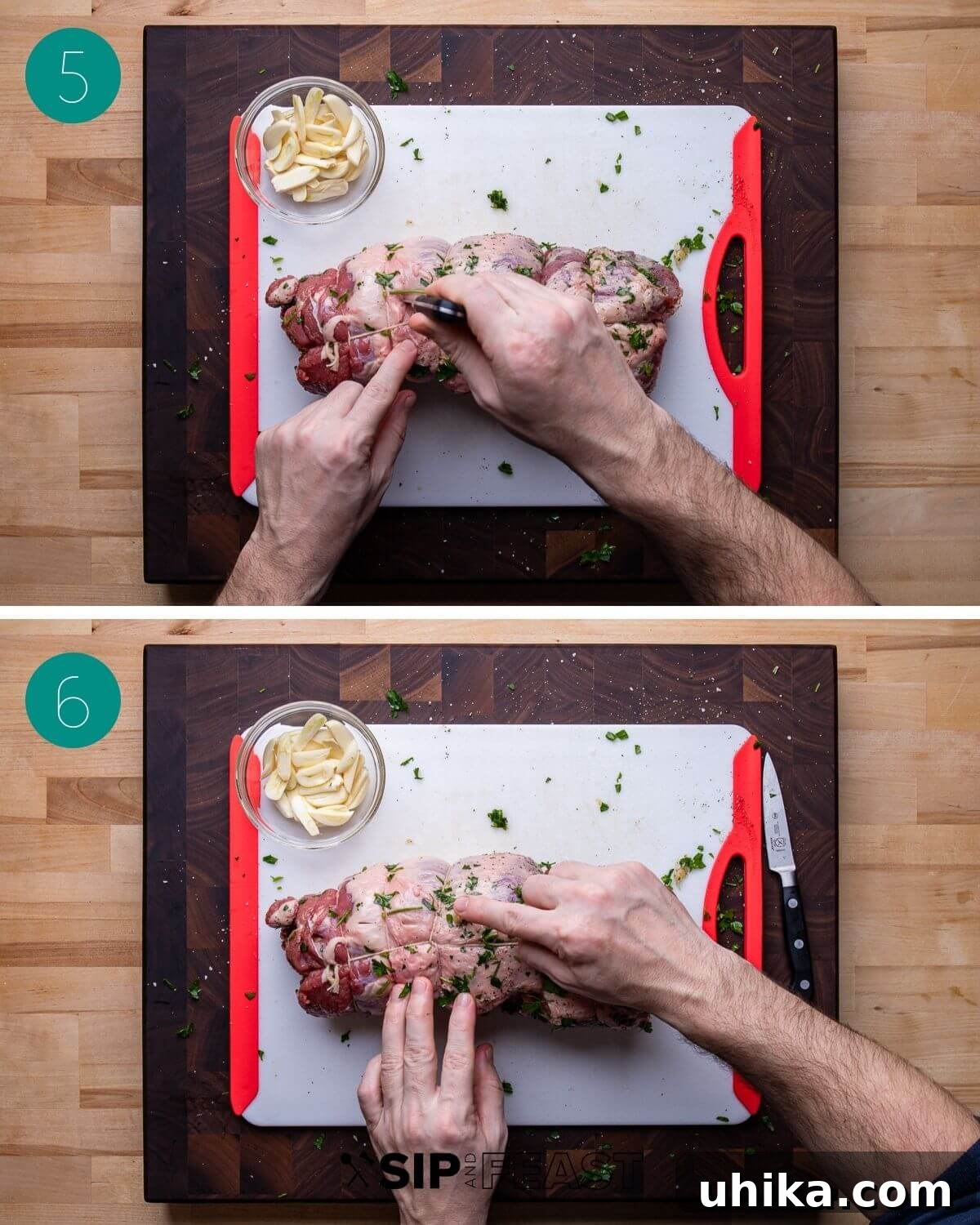 Garlic Rosemary Roasted Lamb Leg 6 Recipe process shot collage group number three.