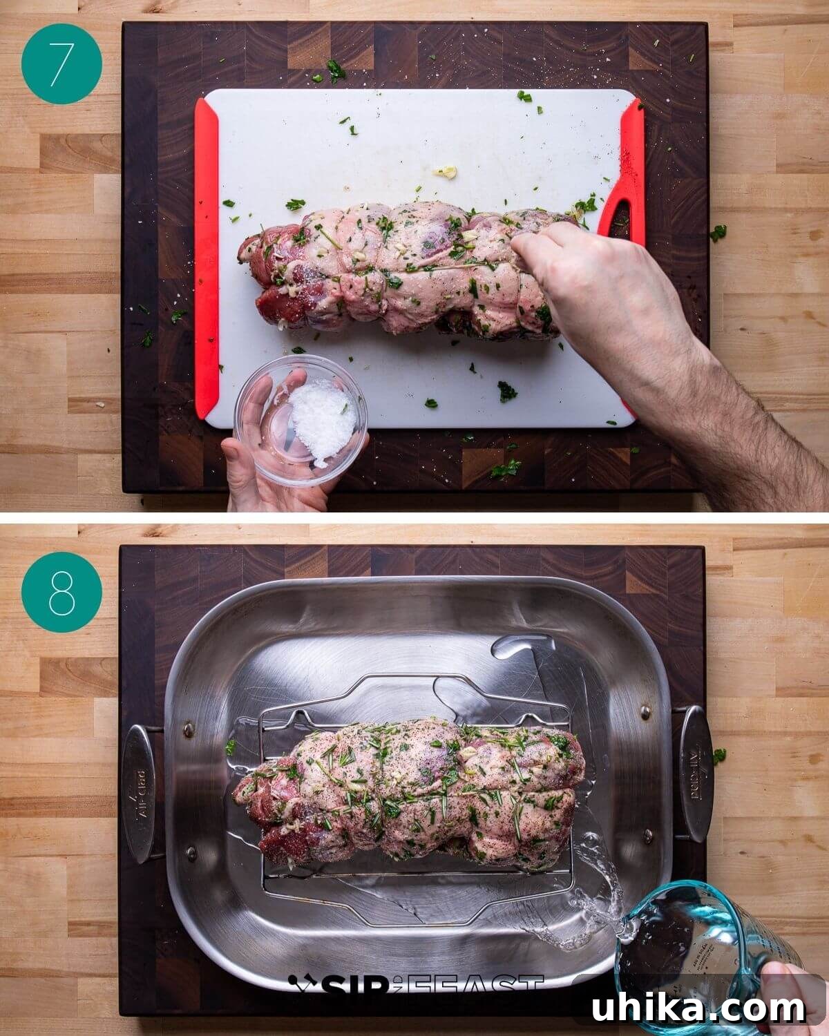 Garlic Rosemary Roasted Lamb Leg 7 Recipe process shot collage group number four.