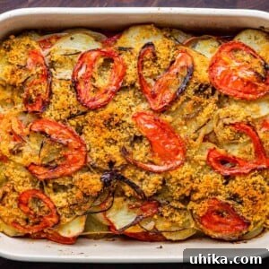 Hearty Italian Potato Gratin 9 Italian potato casserole recipe featured image.