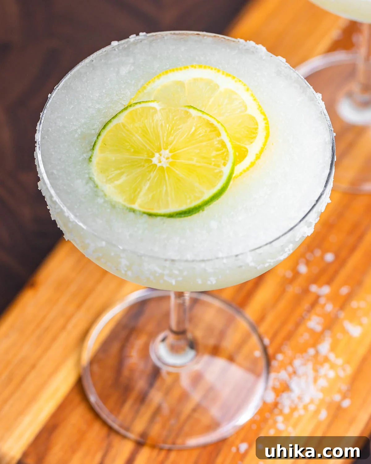 The Amalfi Coast Margarita 5 Limoncello margarita in couple glass.