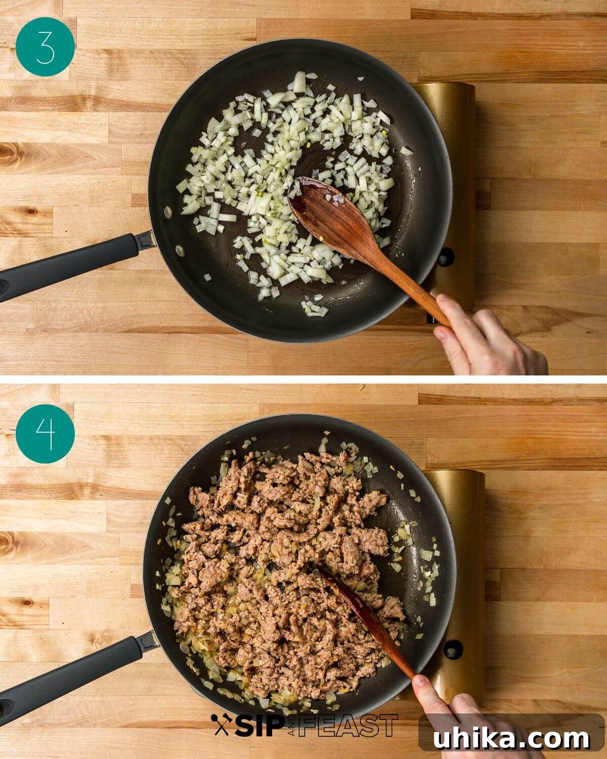 Sausage Stuffed Zucchini Bake 5 Recipe process shot collage group number two.