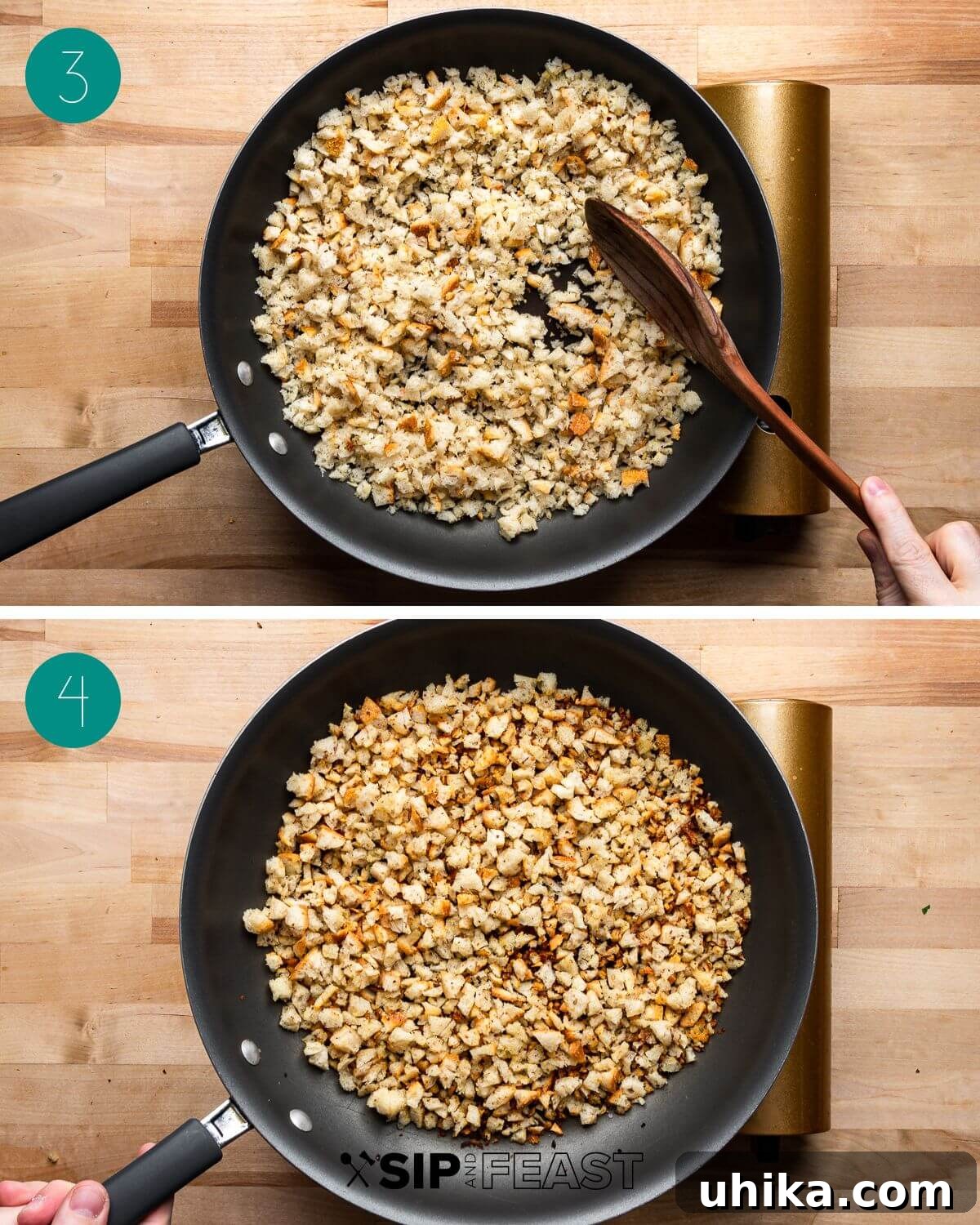 Zesty Lemon Caper Pasta 5 Breadcrumbs process shot collage group number two.
