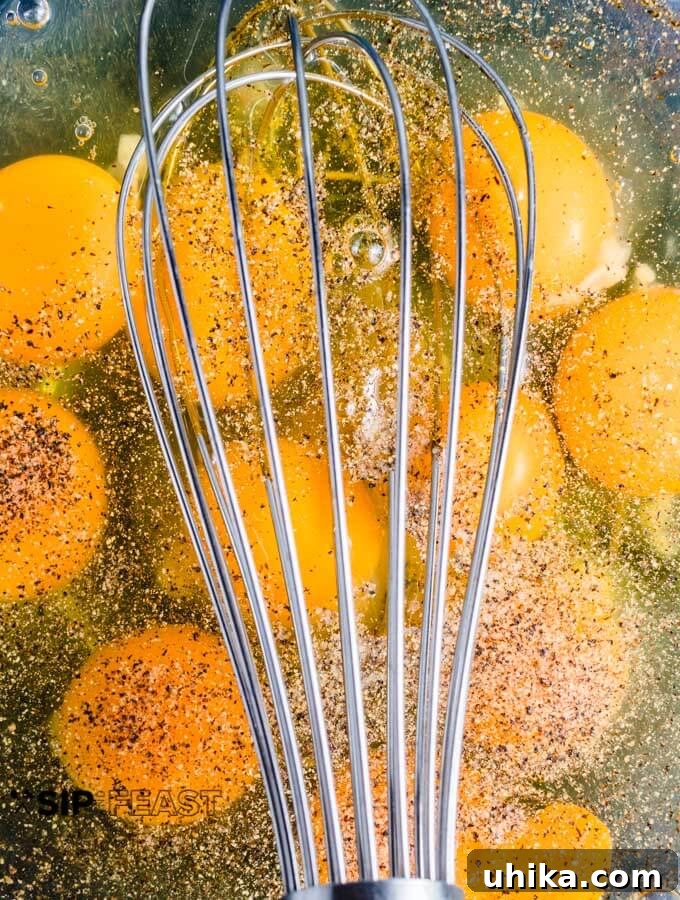Chorizo and Eggs - sipandfeast.com #breakfastrecipes #eggrecipes #brunch #chorizo 10 eggs about to be beat.
