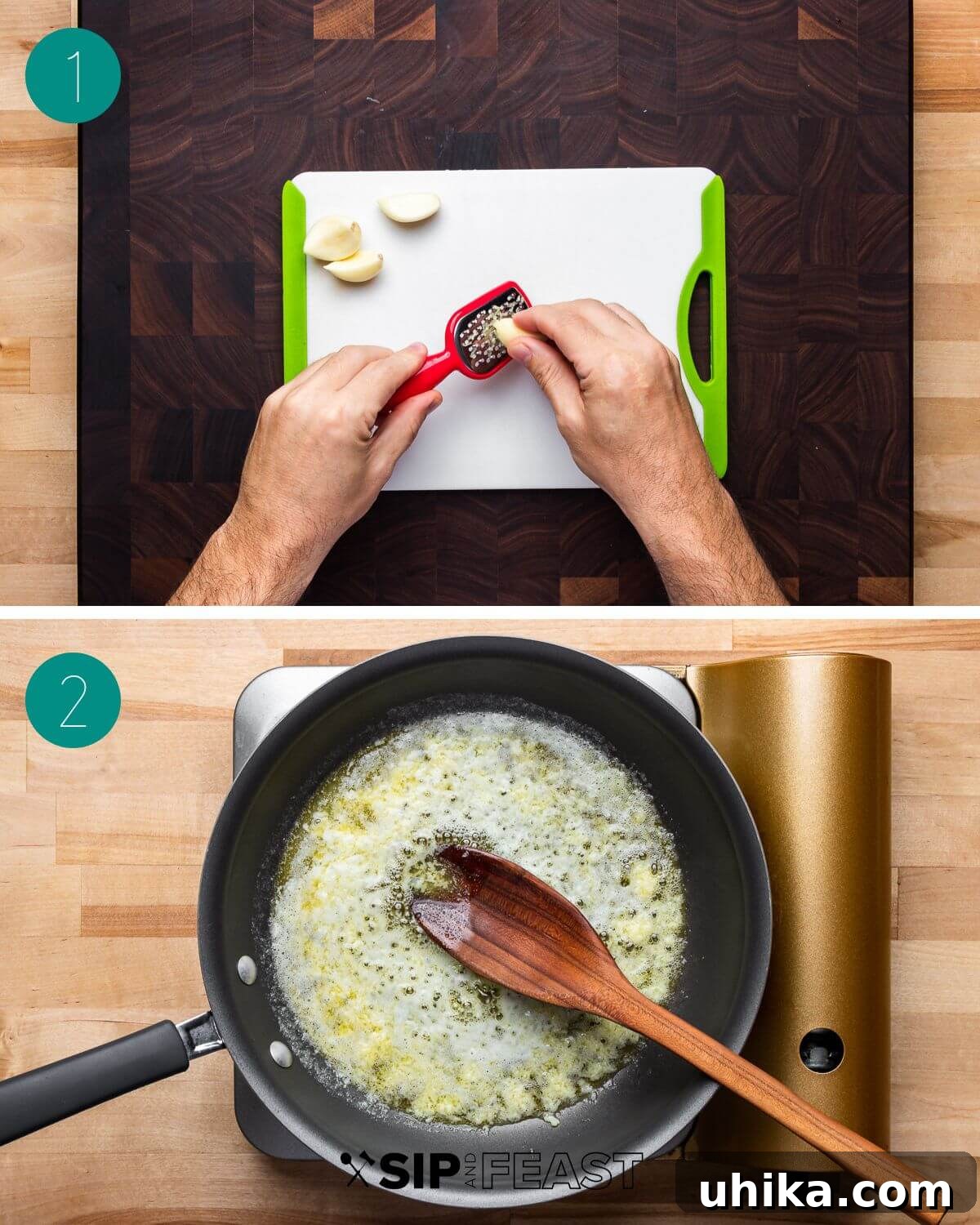 Garlic Bread 4 Garlic bread recipe process shot collage group number one.