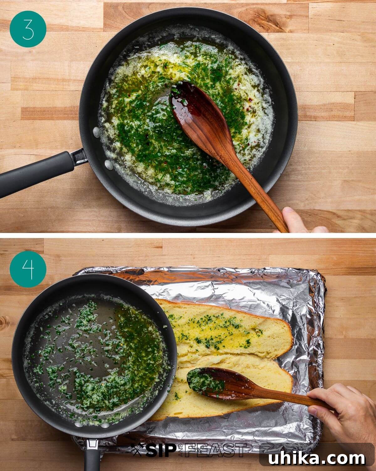 Garlic Bread 5 Recipe process shot collage group number two.