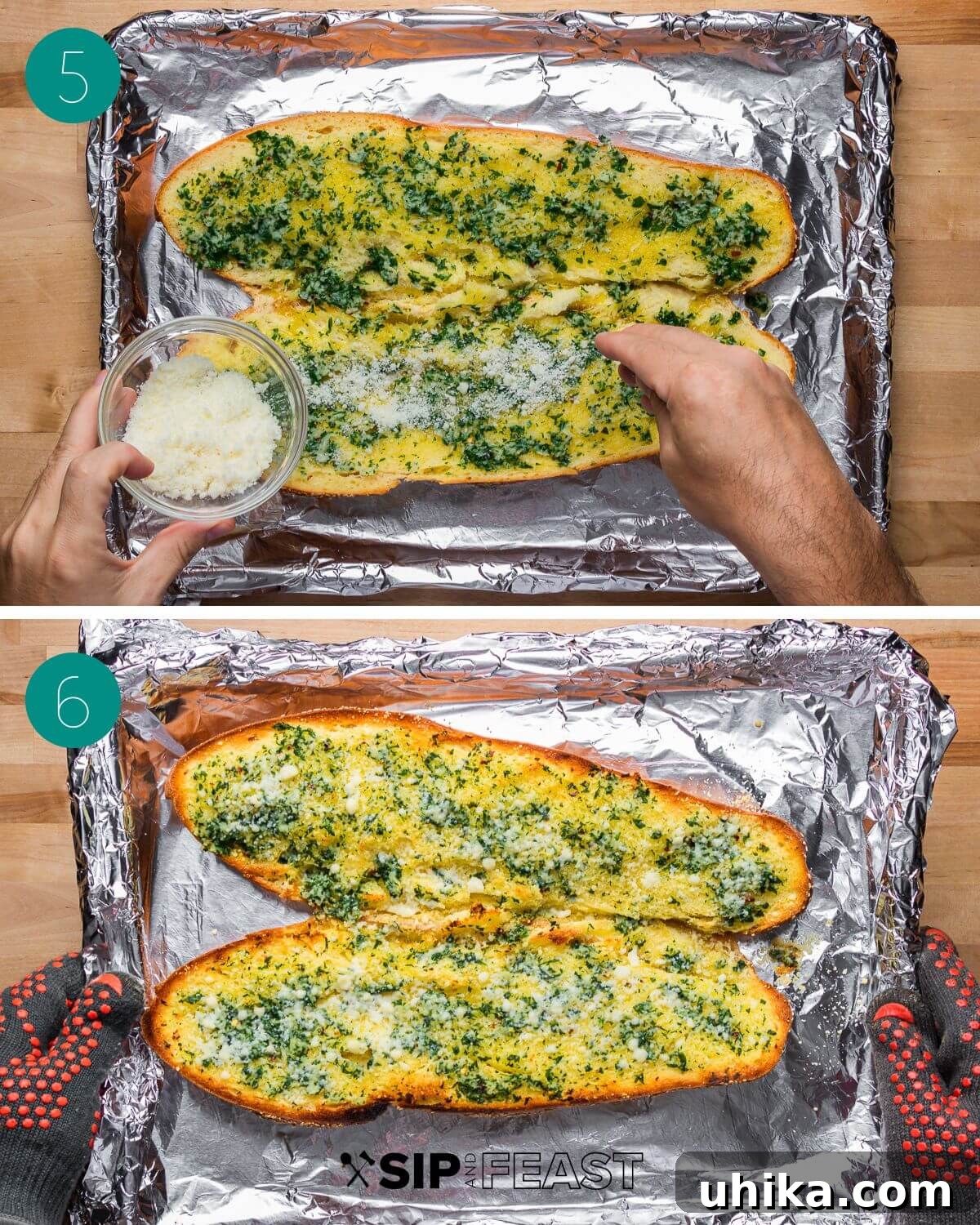 Garlic Bread 6 Recipe process shot collage group number three.