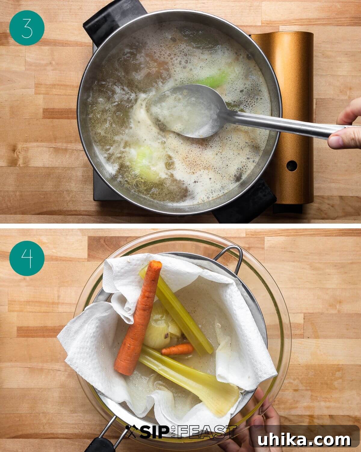 Bright Lemon Chicken Orzo Soup 5 Recipe process shot collage group number two.