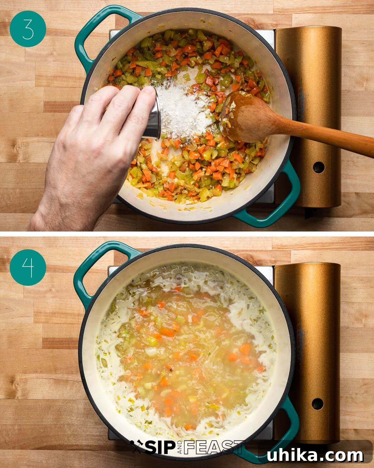 Bright Lemon Chicken Orzo Soup 7 Recipe process shot collage group number two.