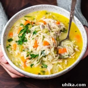 Lemon chicken orzo soup featured image.