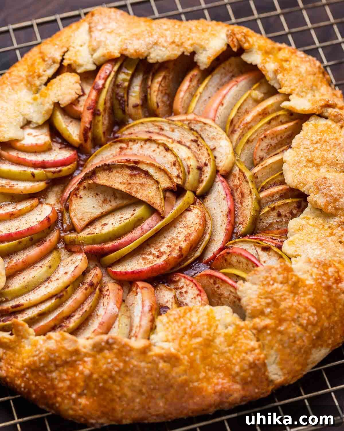 Rustic Apple Galette 8 Apple crostata resting on wire rack to cool.