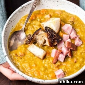 Hearty Smoked Ham and Split Pea Soup 8 Split pea soup with ham featured image.