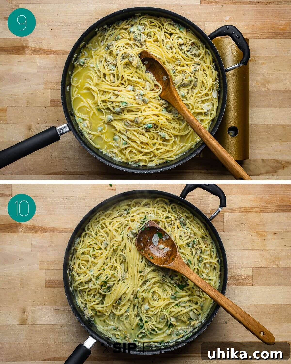 Easy Weeknight Clam Linguine 10 Recipe process shot collage group number five.
