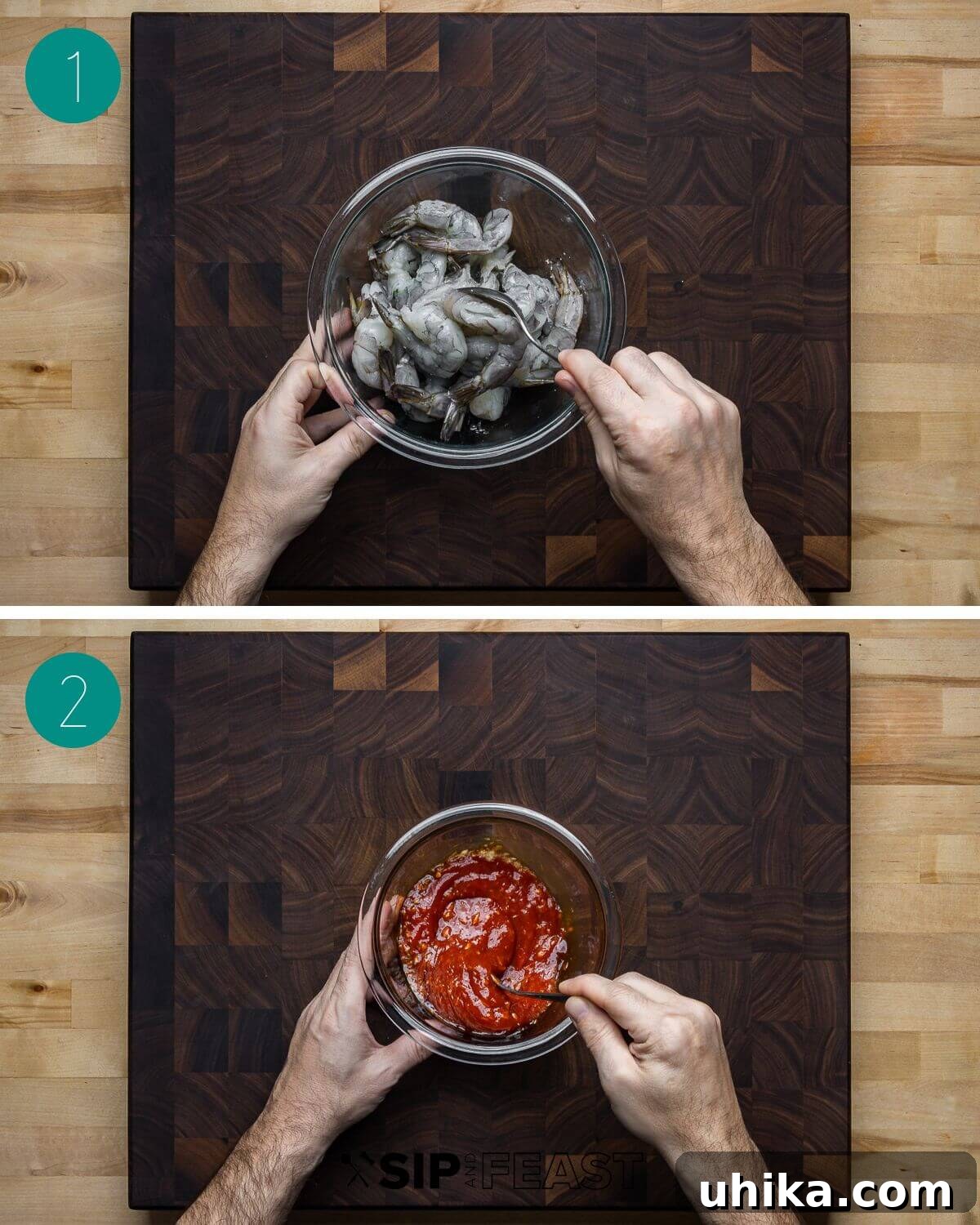 Chilled Prawn Perfection 4 Shrimp cocktail recipe process shot collage group number one.