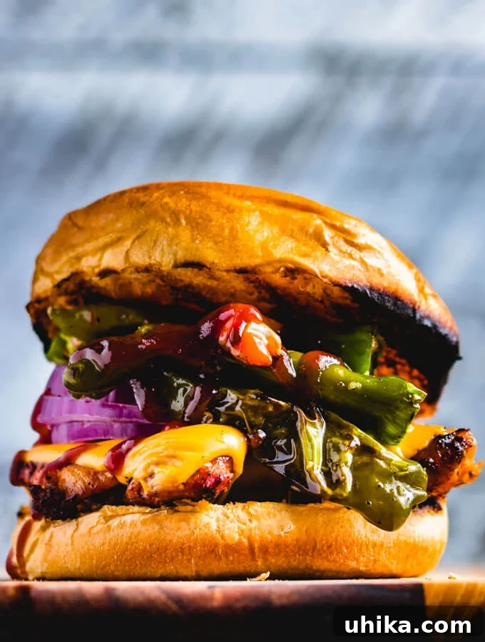 Spicy Cajun Chicken Sandwich 10 Final pic of the blackened chicken sandwich with blistered shishito peppers.