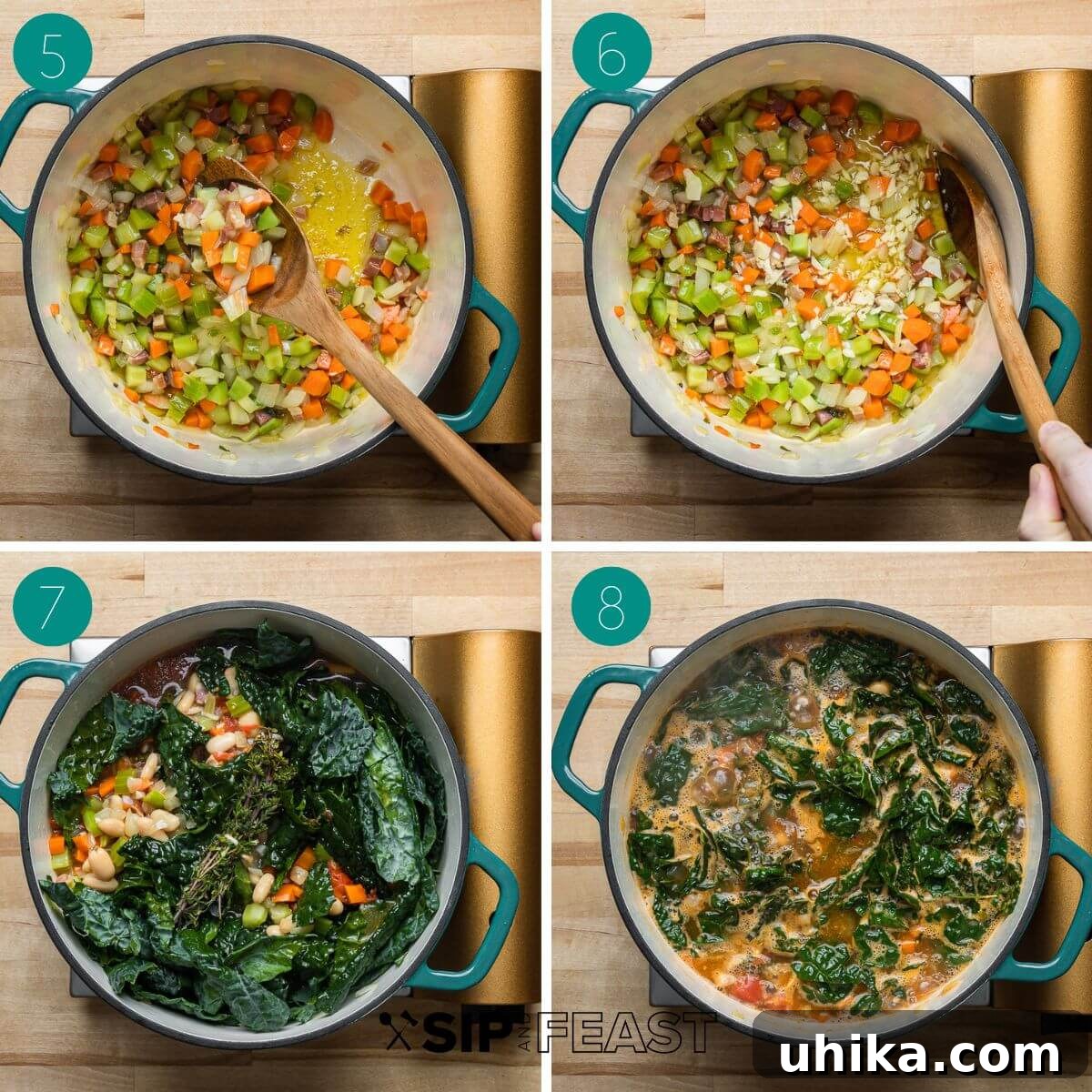 Hearty Vegetable Minestrone 5 Recipe process shot collage group number two.