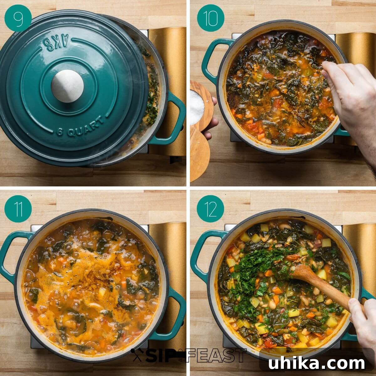 Hearty Vegetable Minestrone 6 Recipe process shot collage group number three.
