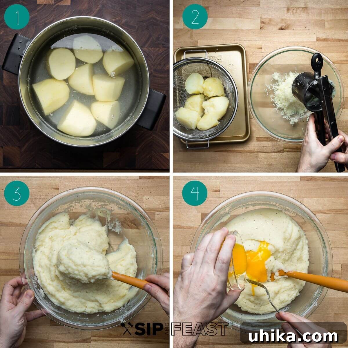 Homestyle Shepherds Pie 4 Shepherd's pie recipe process shot collage for the mashed potatoes.