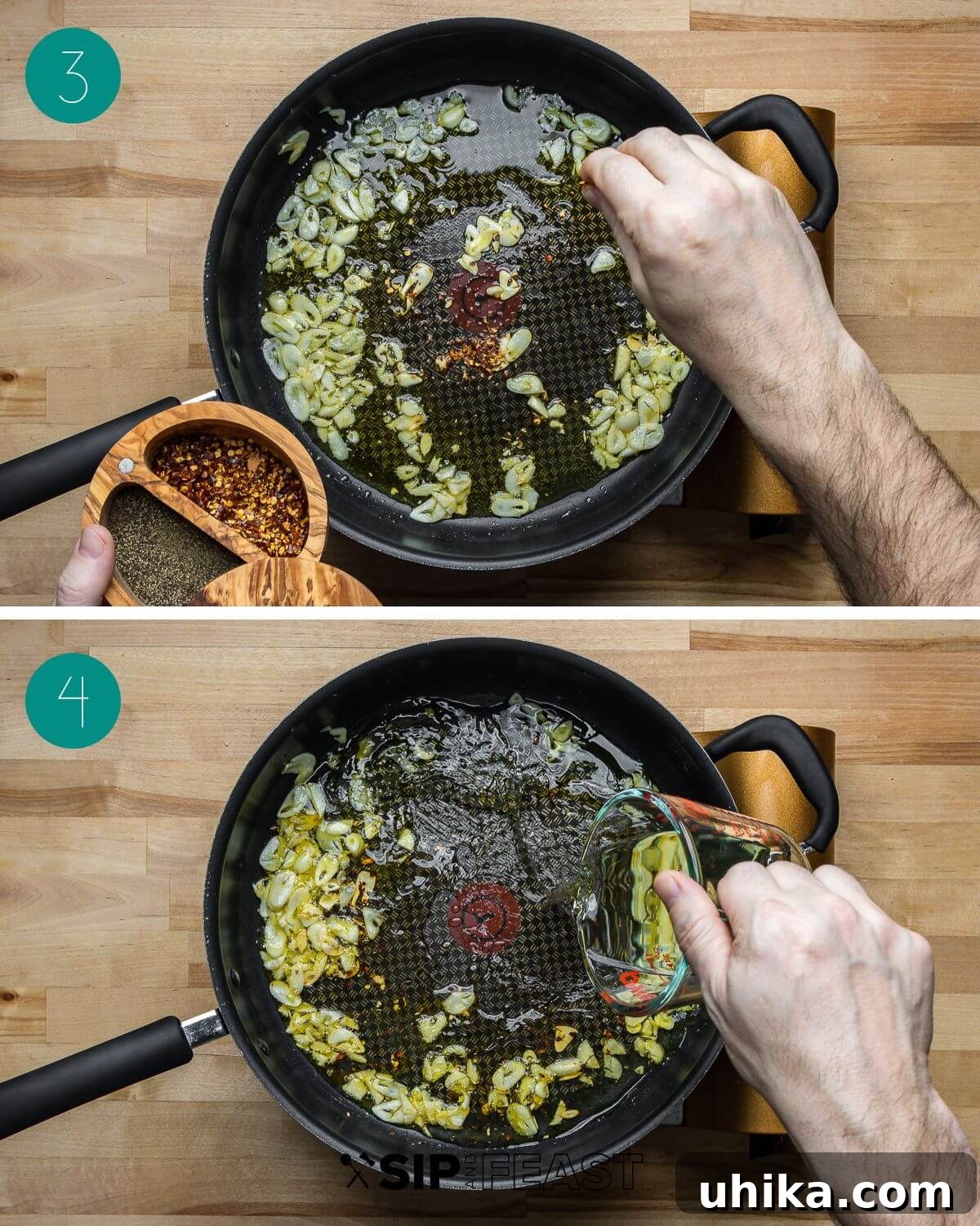 Golden Crumb Artichoke Pasta 5 Recipe process shot collage group number two.