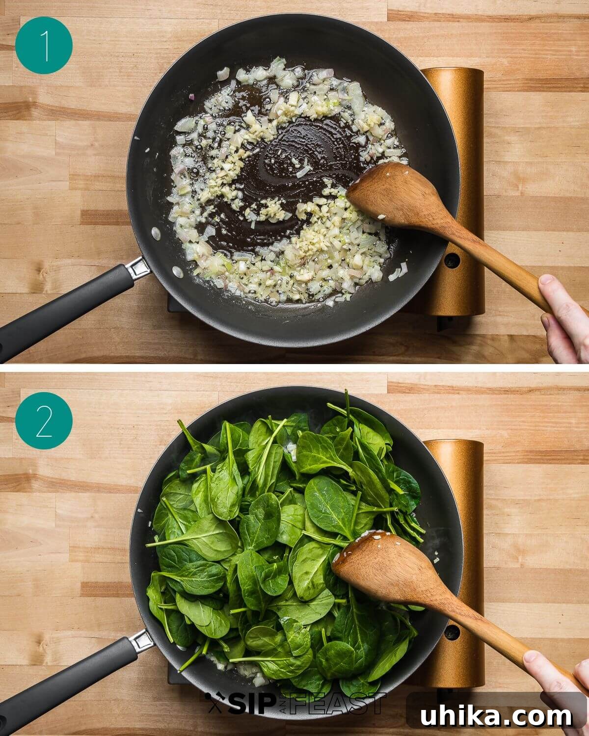Savory Spinach Stuffed Flounder 4 Spinach stuffed flounder recipe process shot collage group number one.