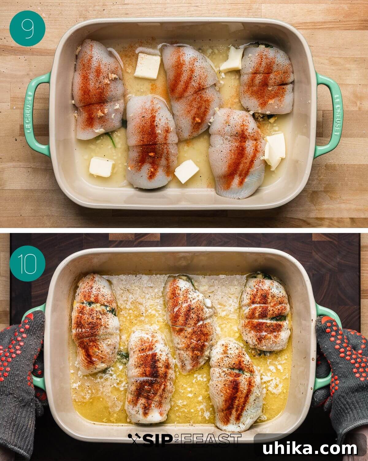 Savory Spinach Stuffed Flounder 8 Recipe process shot collage group number five.