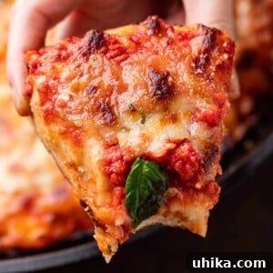 Cast iron pan pizza recipe featured image.