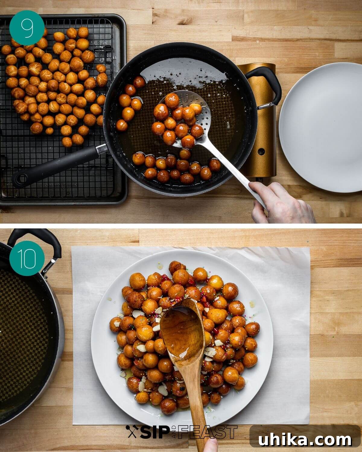 Neapolitan Christmas Honey Bites 9 Recipe process shot collage group number five.
