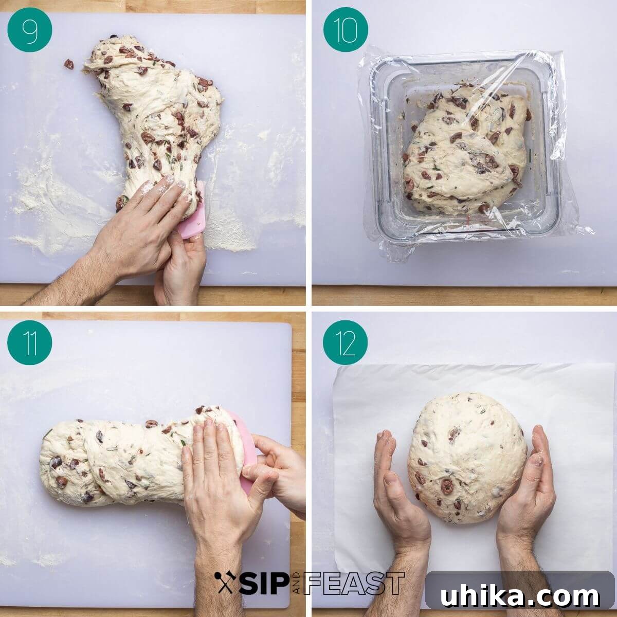 Mediterranean Olive Bread 6 Recipe process shot collage group number three.