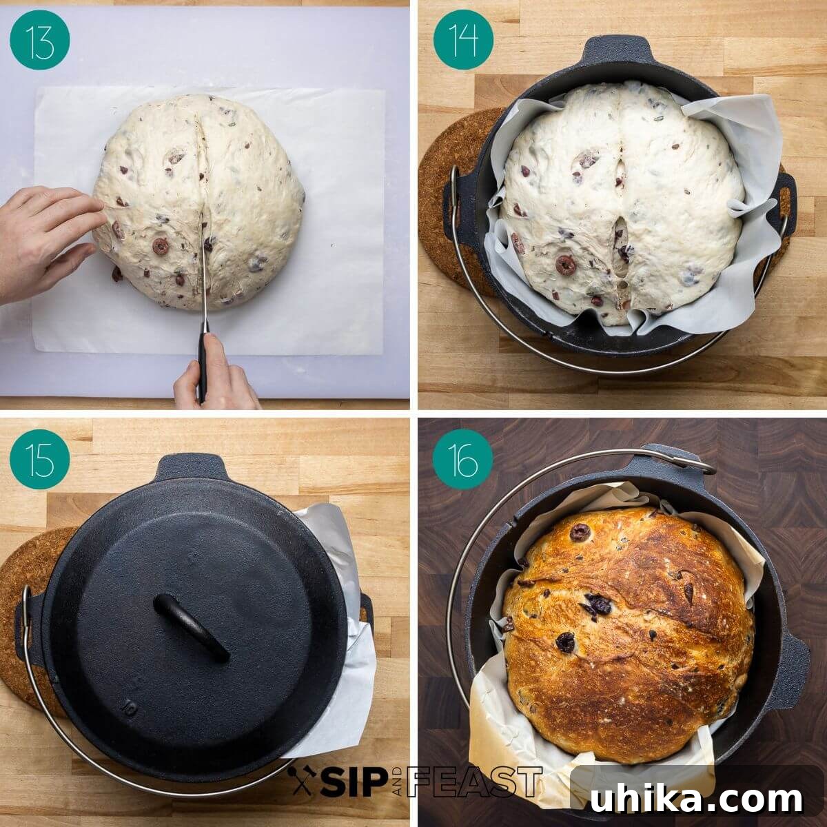 Mediterranean Olive Bread 7 Recipe process shot collage group number four.