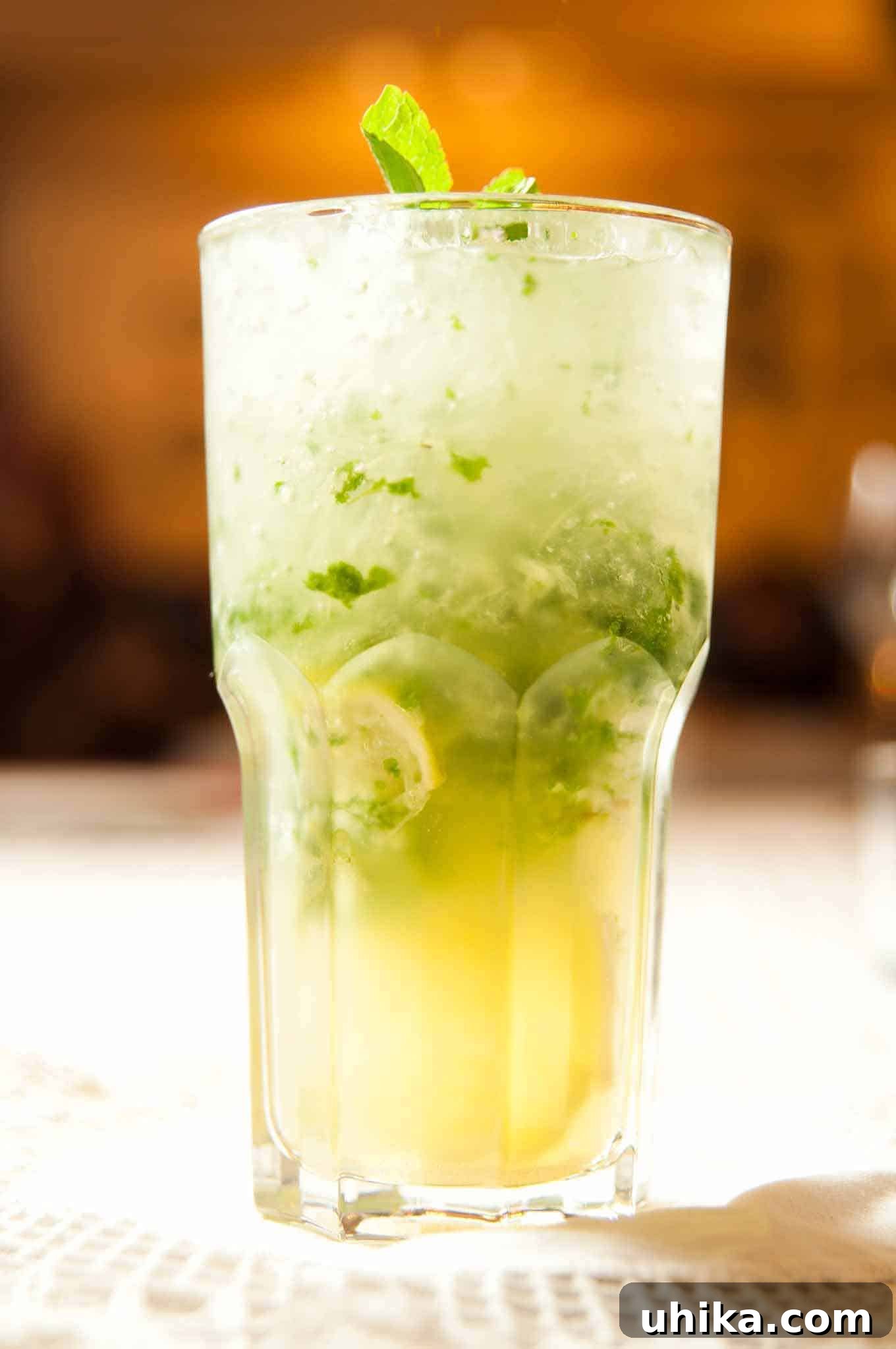 Cool Mint Gin Breeze 2 The Southside Cocktail: A refreshing gin, mint, lemon, and lime drink, garnished with fresh mint sprig and a citrus slice.